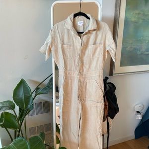 MATE linen short sleeve jumpsuit — Cream, Small